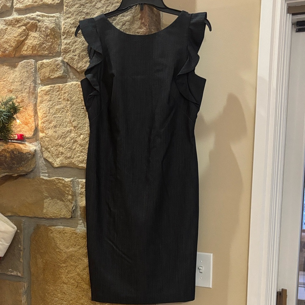 Calvin Klein Ruffle-Sleeve Black Dress
